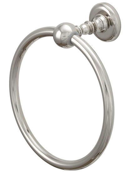 Emma Towel Ring in Polished Nickel.